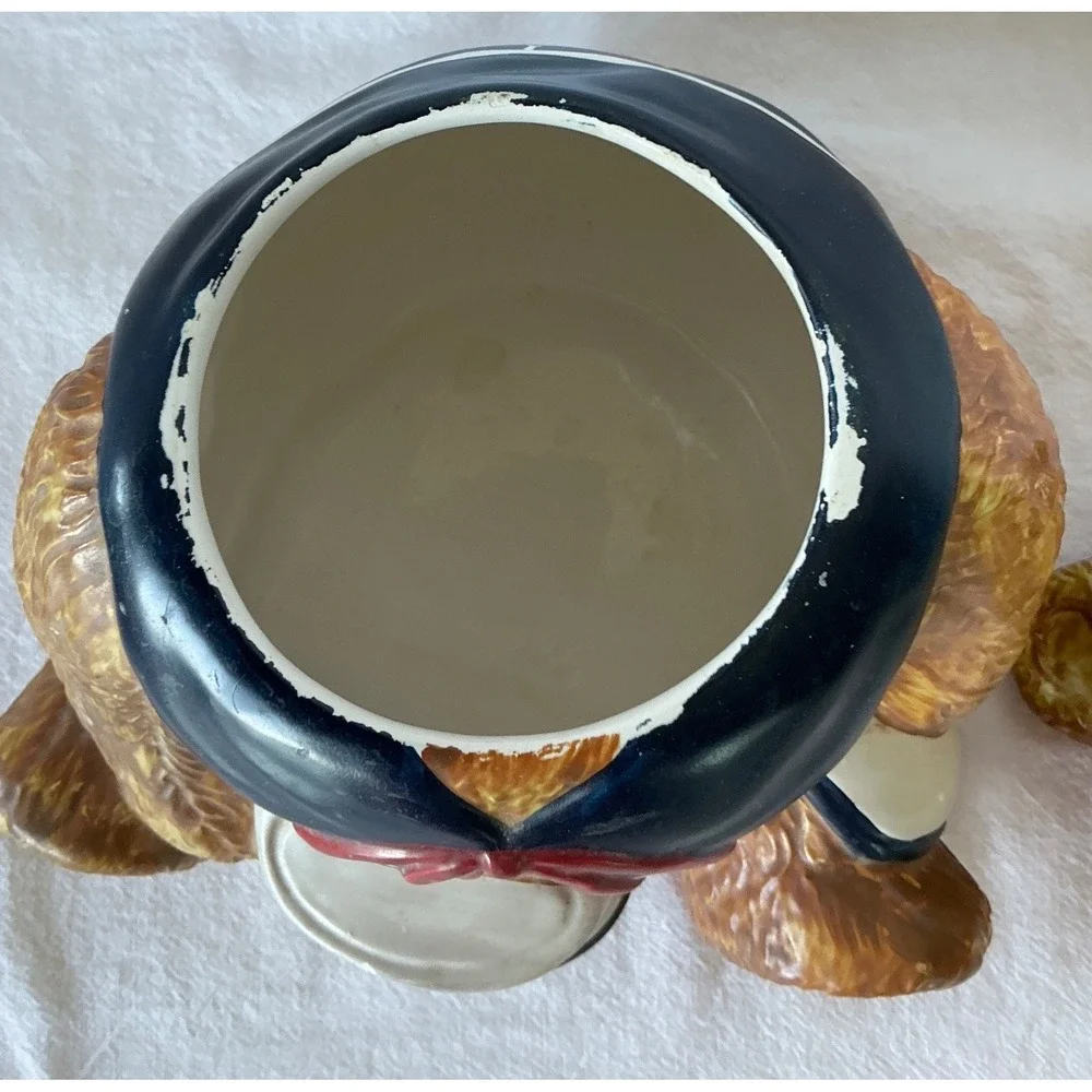 T-H-T Vintage 1994 Teddy Bear Cookie Jar Sailor Collar Ceramic‎ Brown Large 11in
